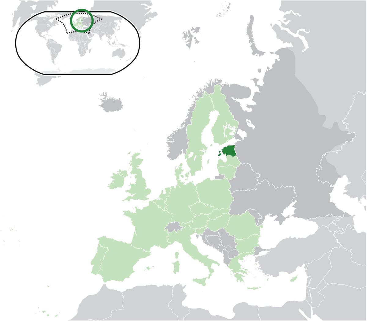 Естонија на мапата на европа