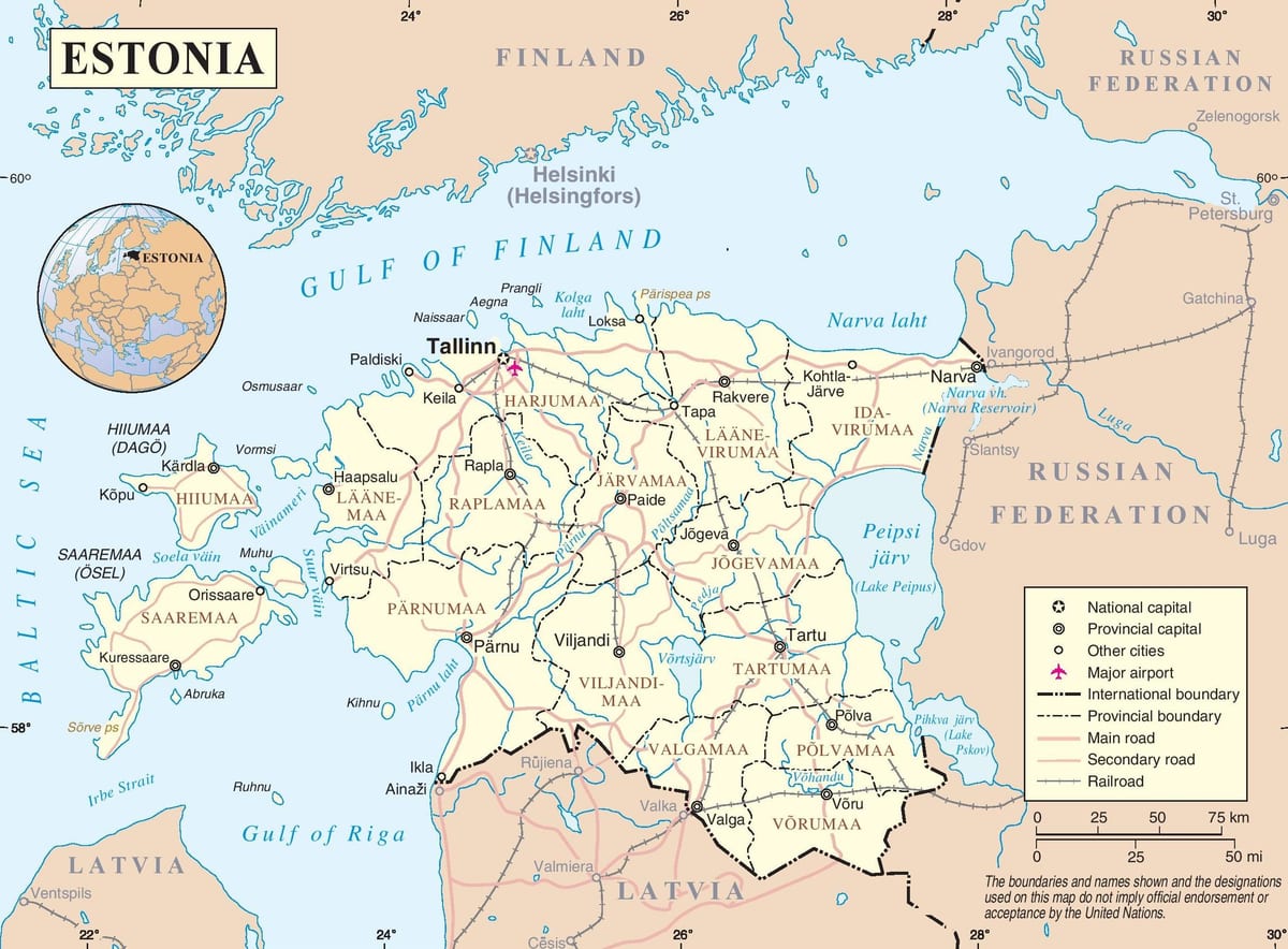 Естонија во мапата