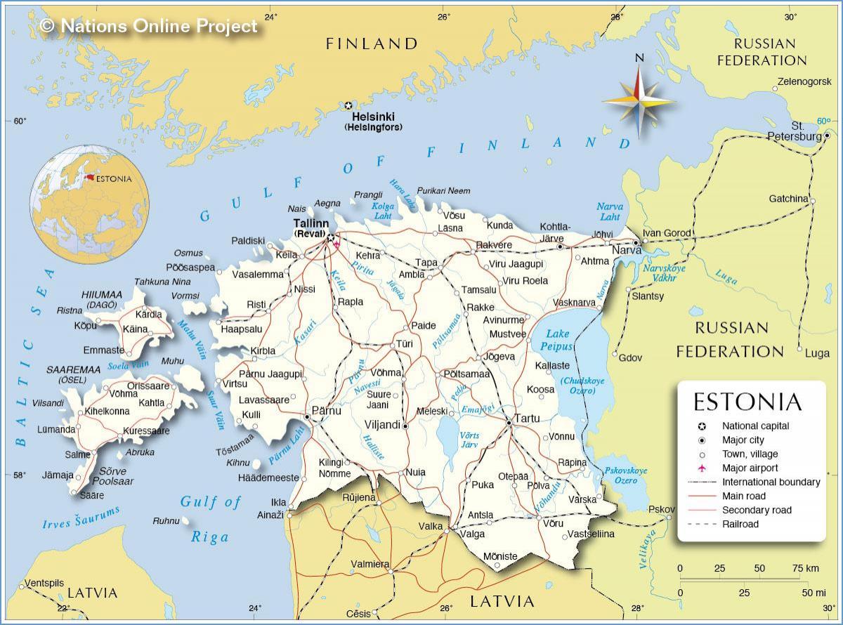 карта на Естонија земја