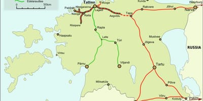 Карта на естонските железници